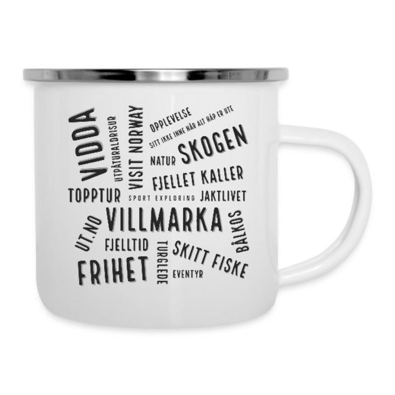 Emaljekopp med friluftsliv motiver