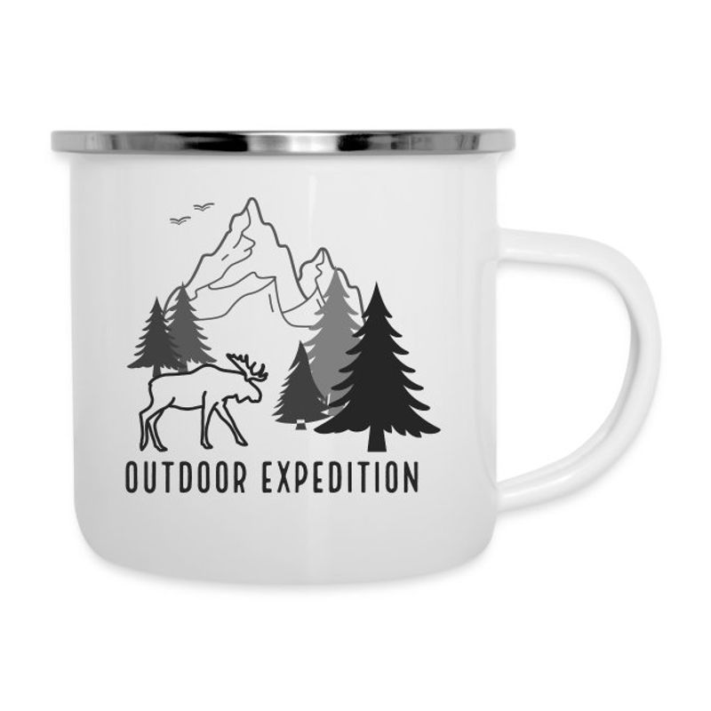 Emaljekopp med friluftsliv motiver