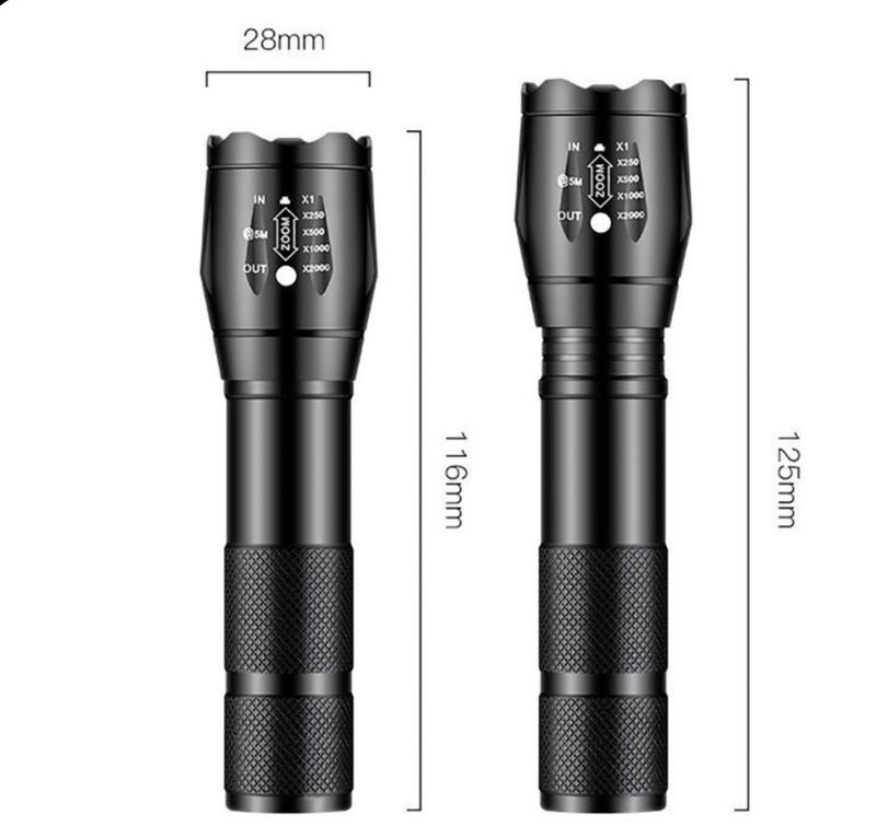 Lommelykt - Oppladbar med zoom