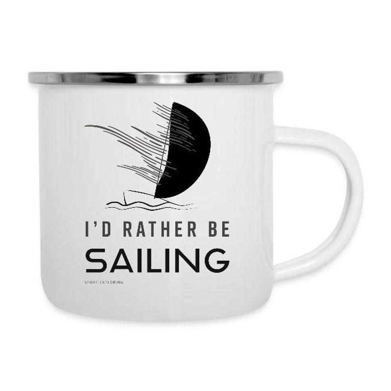 Emaljekopp med friluftsliv motiver