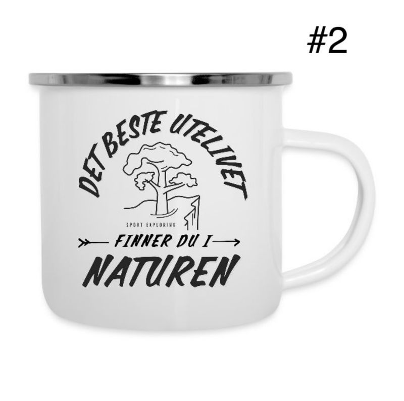 Emaljekopp med friluftsliv motiver