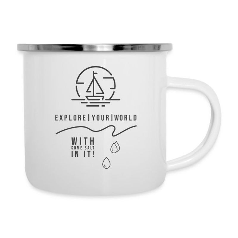 Emaljekopp med friluftsliv motiver